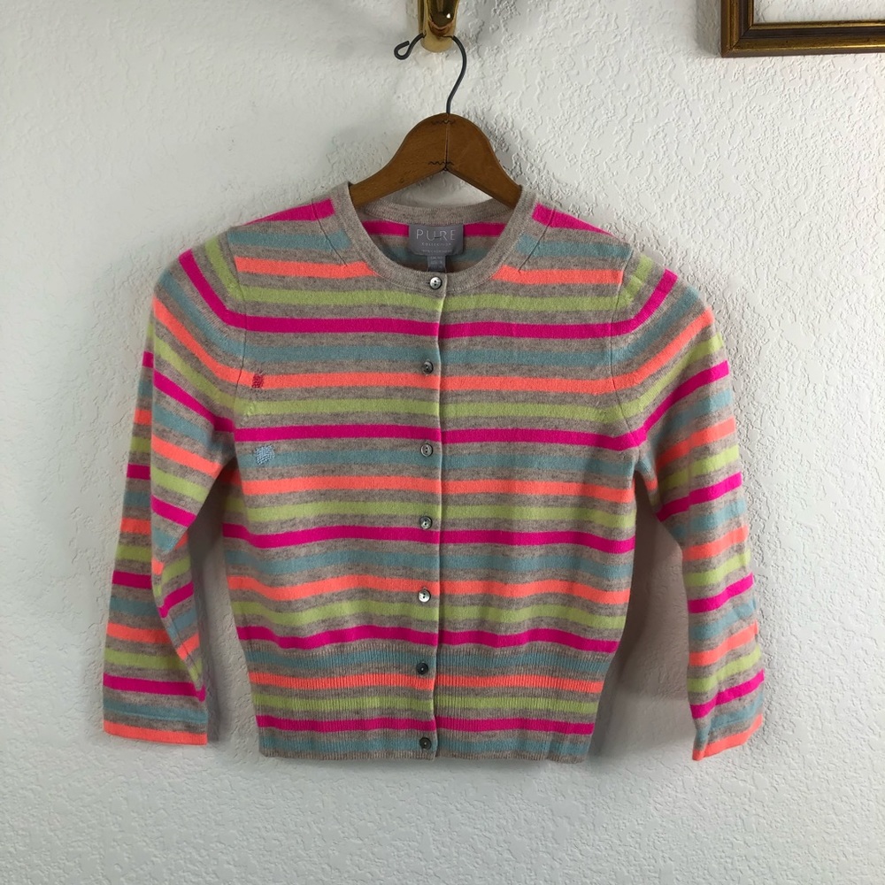 Pure Cashmere Vivid Neon Stripe Visible Mending Ca